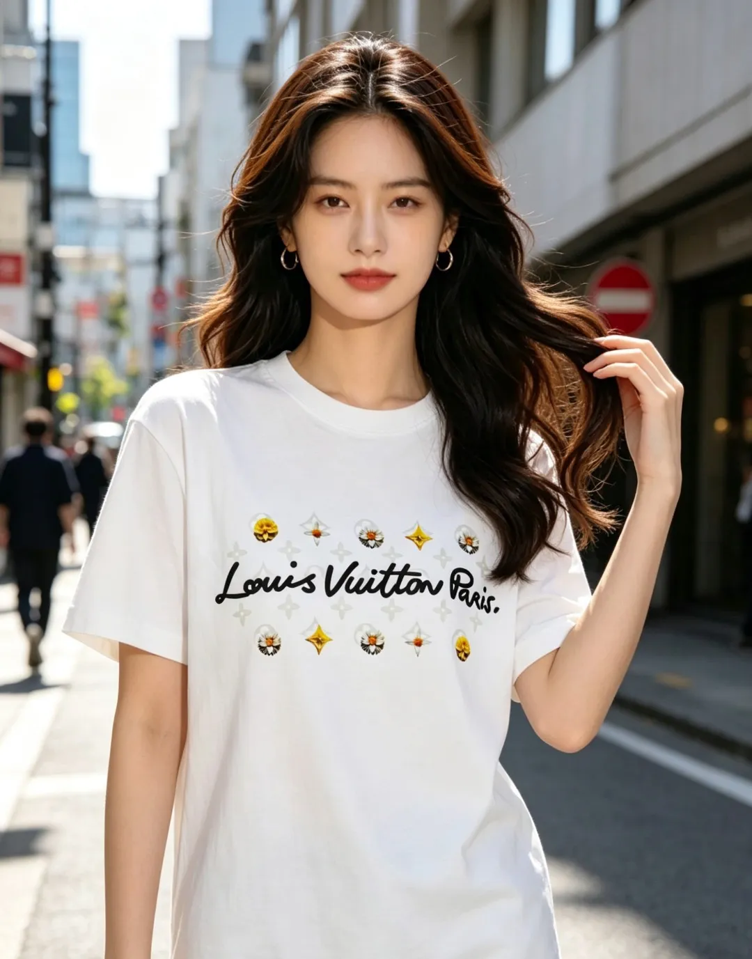 Louis Vuitton/Louis Vuitton 26ss daisy letter print short sleeves